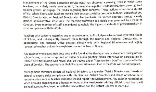 ges warns teachers against unauthorised visits and media engagement
