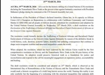 Ghana to table historic UN Resolution declaring transatlantic slave trade gravest crime against humanity