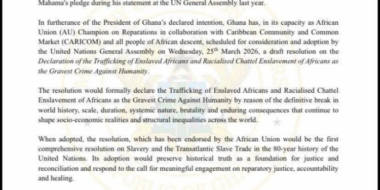 ghana to table historic un resolution declaring transatlantic slave trade gravest crime against humanity