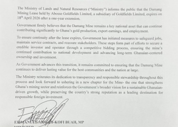 Gov’t moves to protect jobs and sustain operation as Damang mine lease nears expiry
