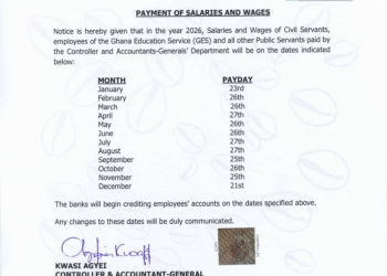 Gov’t releases 2026 salary payment schedule for public sector workers