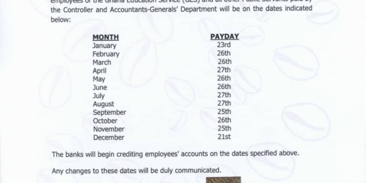 govt releases 2026 salary payment schedule for public sector workers