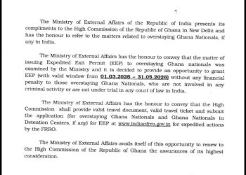 India grants ‘penalty-free’ exit window for overstayed Ghanaian nationals