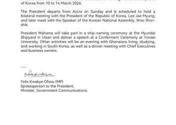 Mahama to embark on 5-day working visit to South Korea