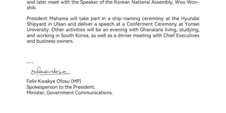 mahama to embark on 5 day working visit to south korea