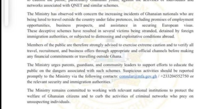 ministry of foreign affairs sounds alarm on qnet travel scams