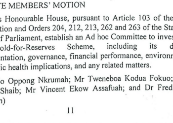 Parliament rejects Minority motion to investigate GoldBod losses