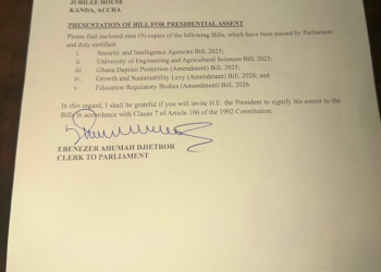 Parliament submits five bills to President Mahama for assent