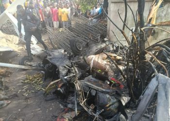 Photos of Tema helicopter crash that killed 2