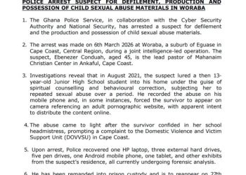 Police arrest suspect for defilement, possession of child sexual abuse materials