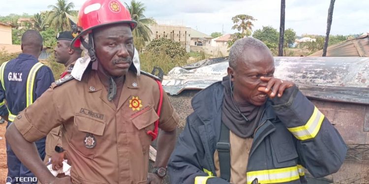 potsin fuel tanker explodes into massive blaze as thick smoke billows into the sky
