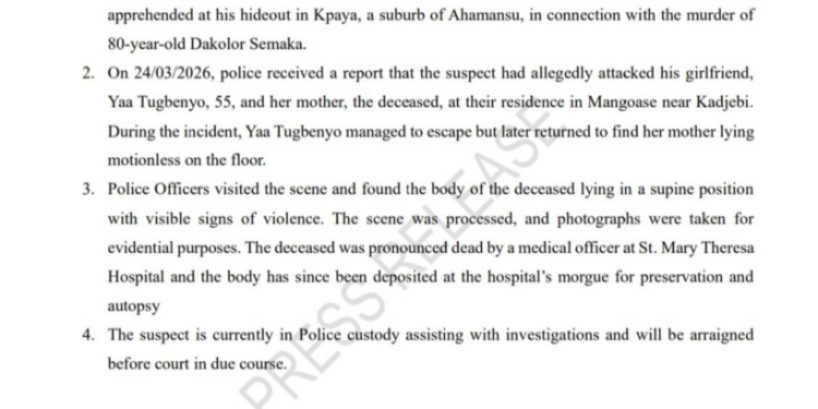 suspect arrested over killing of elderly woman in kadjebi