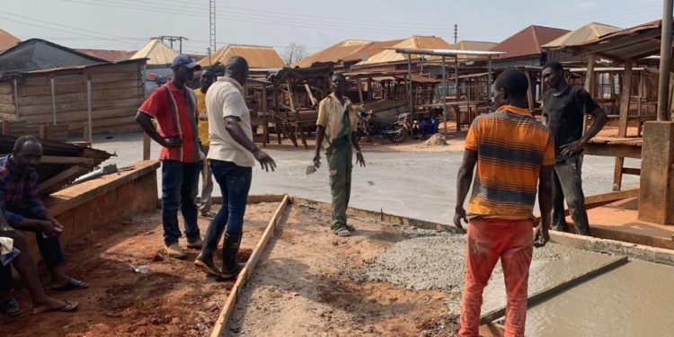 tano north mp begins paving project at bomaa market to improve sanitation
