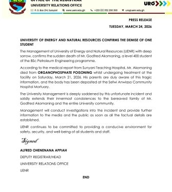uenr confirms death of final year petroleum engineering student