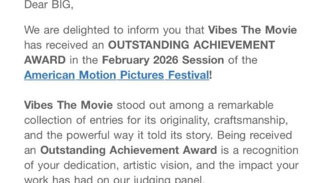vibes the movie wins top award at american motion pictures festival