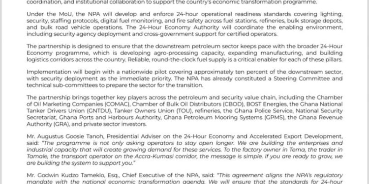 24 hour economy authority npa sign mou to drive round the clock petroleum operations