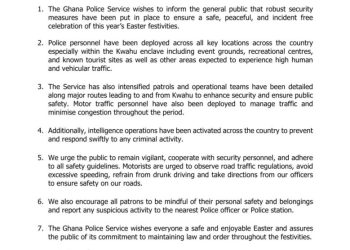 Ghana Police Service strengthen security ahead of Easter celebrations