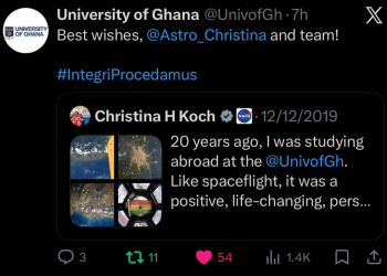 One of NASA’s Artemis II astronauts, Christina Koch, once studied at University of Ghana