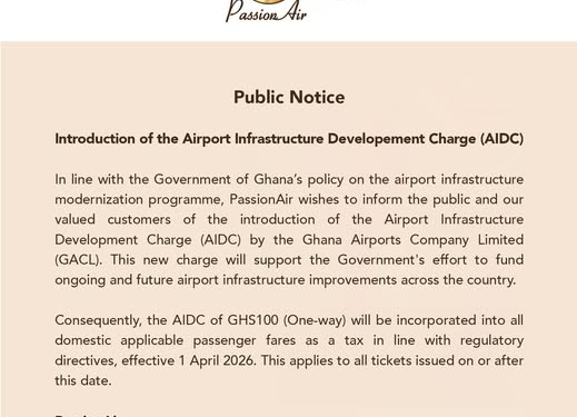 passionair announces new airport infrastructure devt charge effective april 1 1