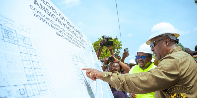 photos president mahama cuts sod for 24 hour economy market in bimbilla
