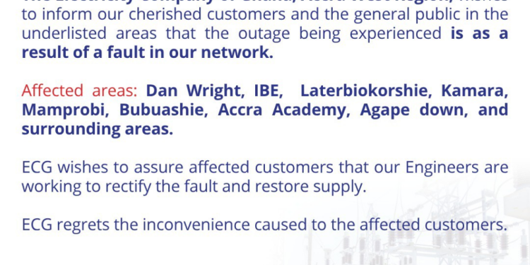 power outage in accra west and scheduled maintenance in ashanti region