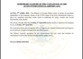 VVIP Lounge at Accra International Airport temporarily closed for renovation