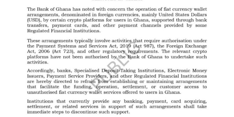 Bank of Ghana orders financial institutions to stop supporting foreign currency crypto wallets 1 bank of ghana orders financial institutions to stop supporting foreign currency crypto wallets