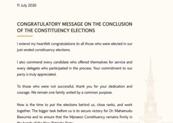 Davis Ansah Opoku congratulates newly elected NPP Mpraeso constituency executives