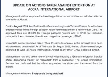Immigration officer transferred from Accra International Airport after asking passenger for ‘breakfast’